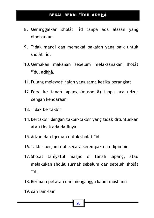 Larangan Makan Minum Sebelum Shalat Idul Adha - Seputar Minuman