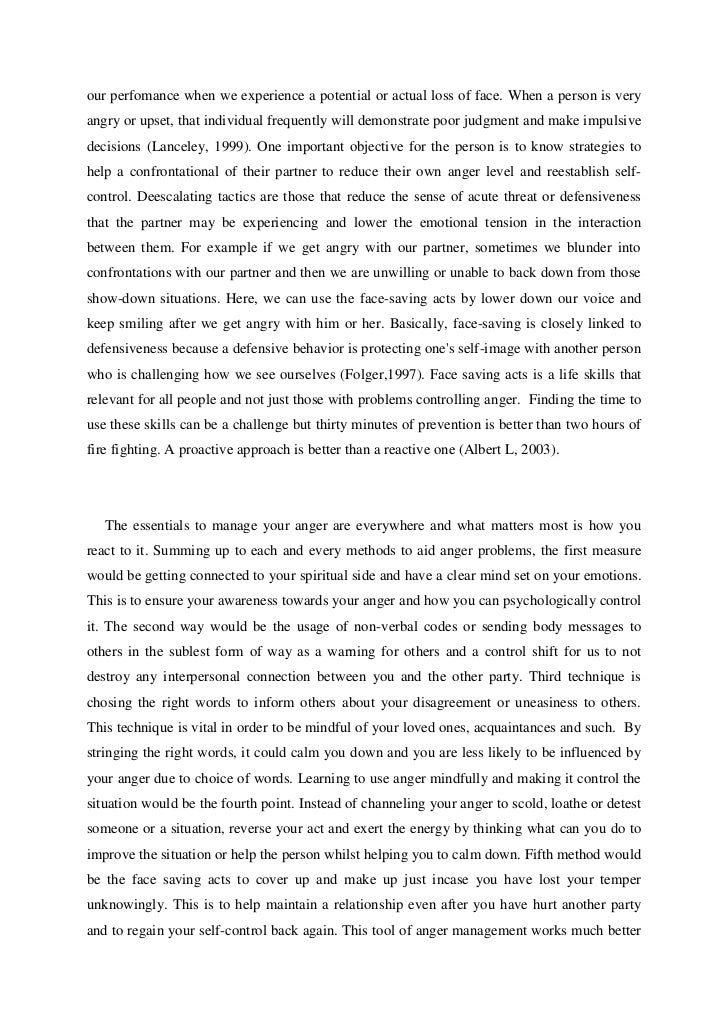 term paper managing anger how anger works