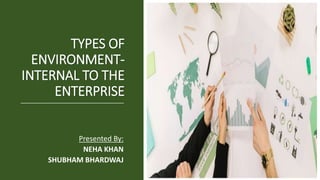 TYPES OF
ENVIRONMENT-
INTERNAL TO THE
ENTERPRISE
Presented By:
NEHA KHAN
SHUBHAM BHARDWAJ
 