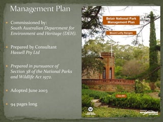Belair National Park - Plan of Management | PDF