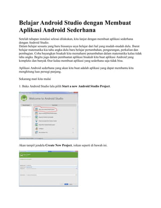 Belajar android studio dengan membuat aplikasi android sederhana | PDF