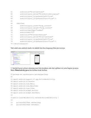 Belajar android studio dengan membuat aplikasi android sederhana | PDF