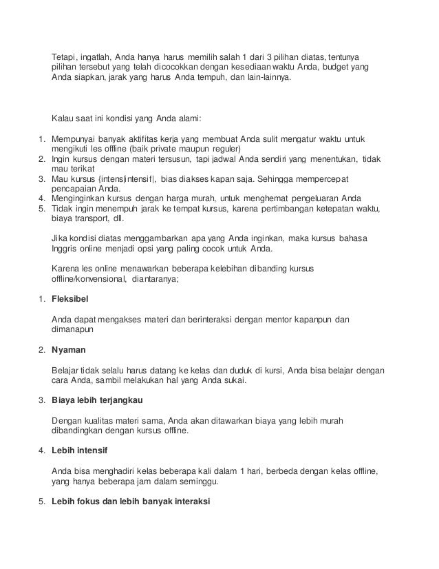 Belajar Bahasa Inggris Online Full Conversation