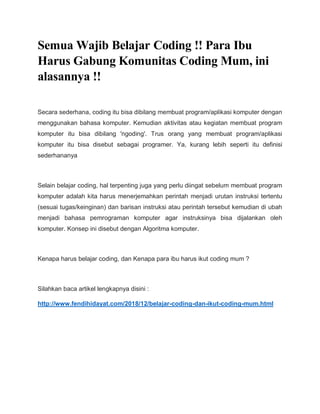 Coding Baca Belajar coding dan ikut coding mum | PDF