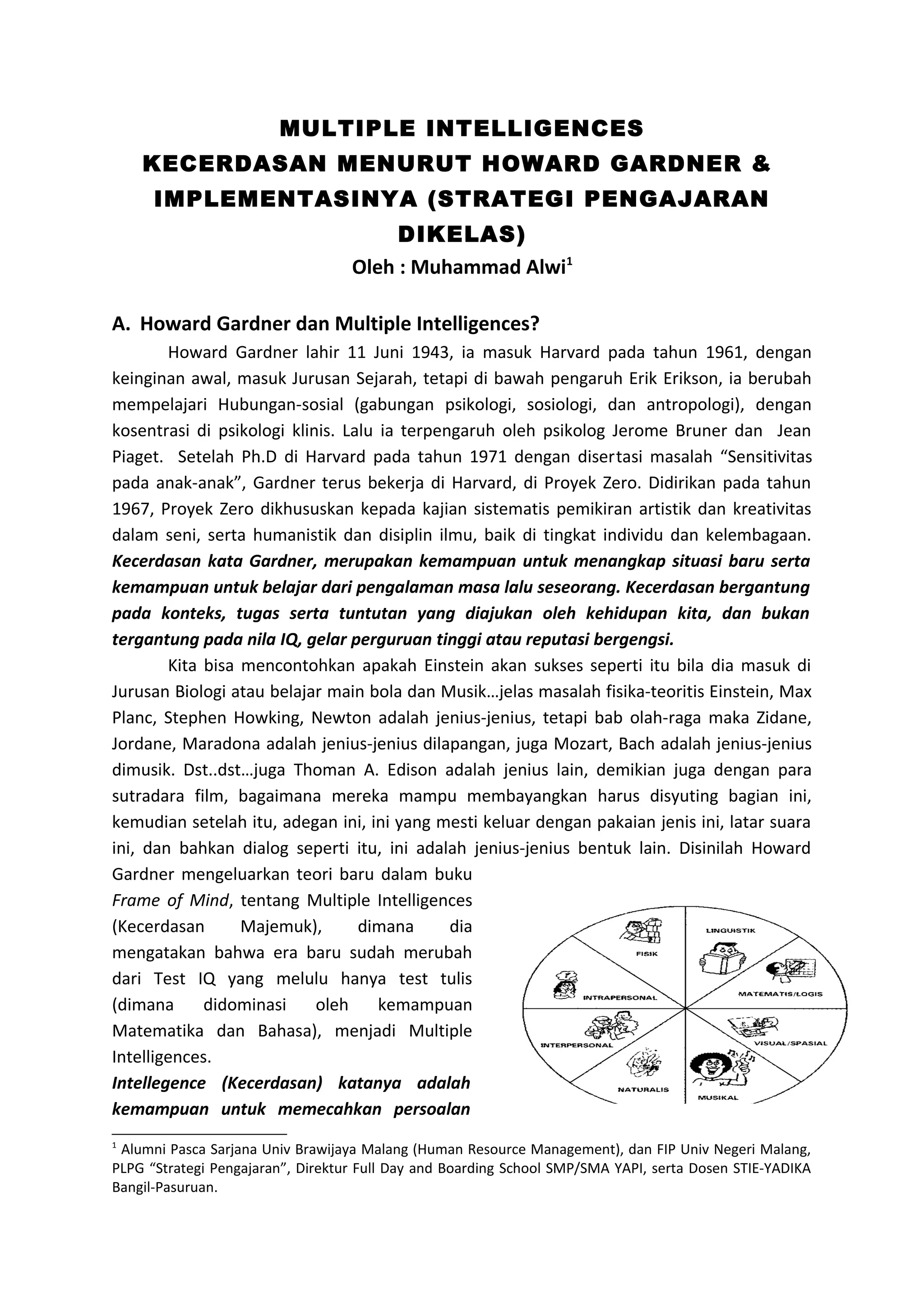 Belajar dengan multiple intelligences howard gardner | PDF