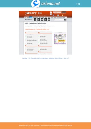 121
Belajar HTML & CSS : Tutorial Fundamental dalam mempelajari HTML & CSS
Gambar 109 jQuery4u telah merangkum sebagian plugin jQuery dari A-Z
 