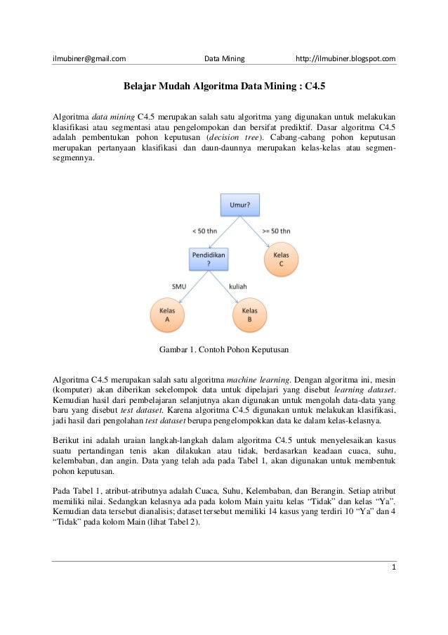 Belajar Mudah Algoritma Data Mining C4 5