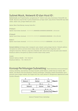 Belajar netmask dan subnetting dam masang fiber optic | DOCX