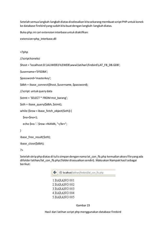 Belajar php dengan database firebird | DOCX | Databases | Computer ...