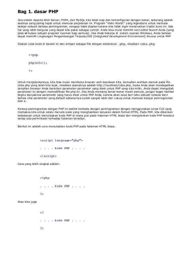 Belajar php pemula dasar Belajar php pemula dasar