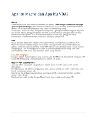 Belajar vba excel | DOCX