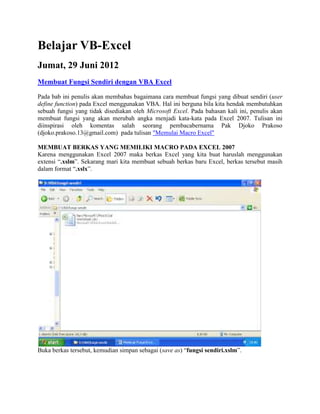 Belajar vb pada excel | DOCX