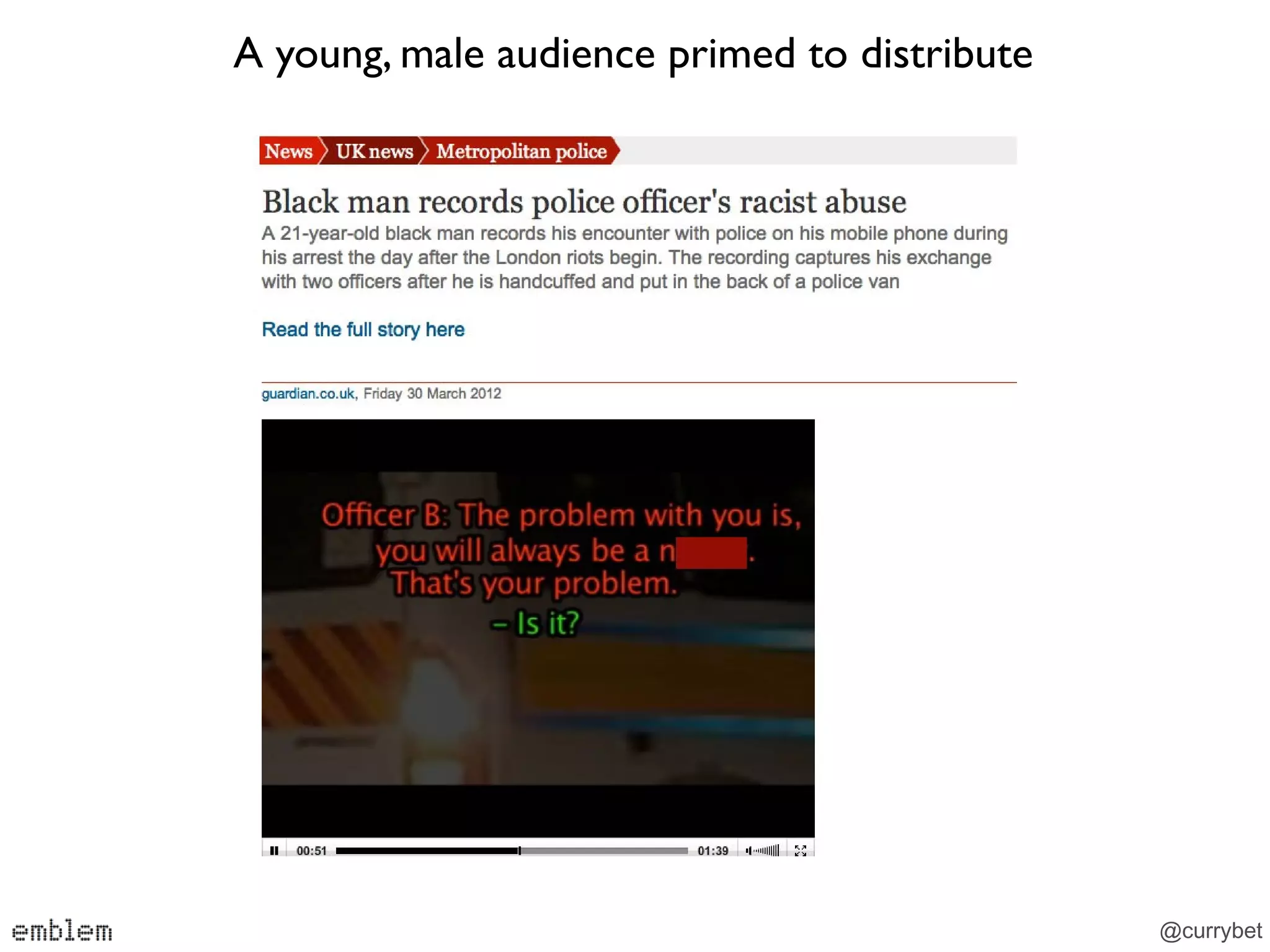 A young, male audience primed to distribute




                                              @currybet
 