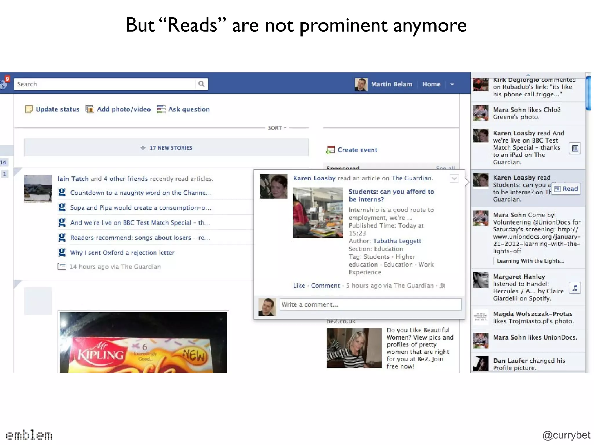 But “Reads” are not prominent anymore




                                        @currybet
 