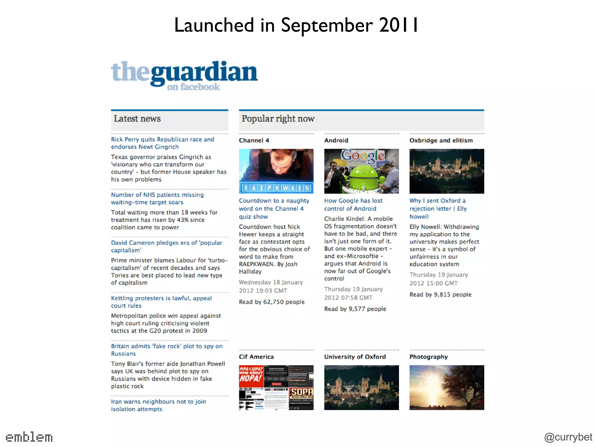 Launched in September 2011




                             @currybet
 