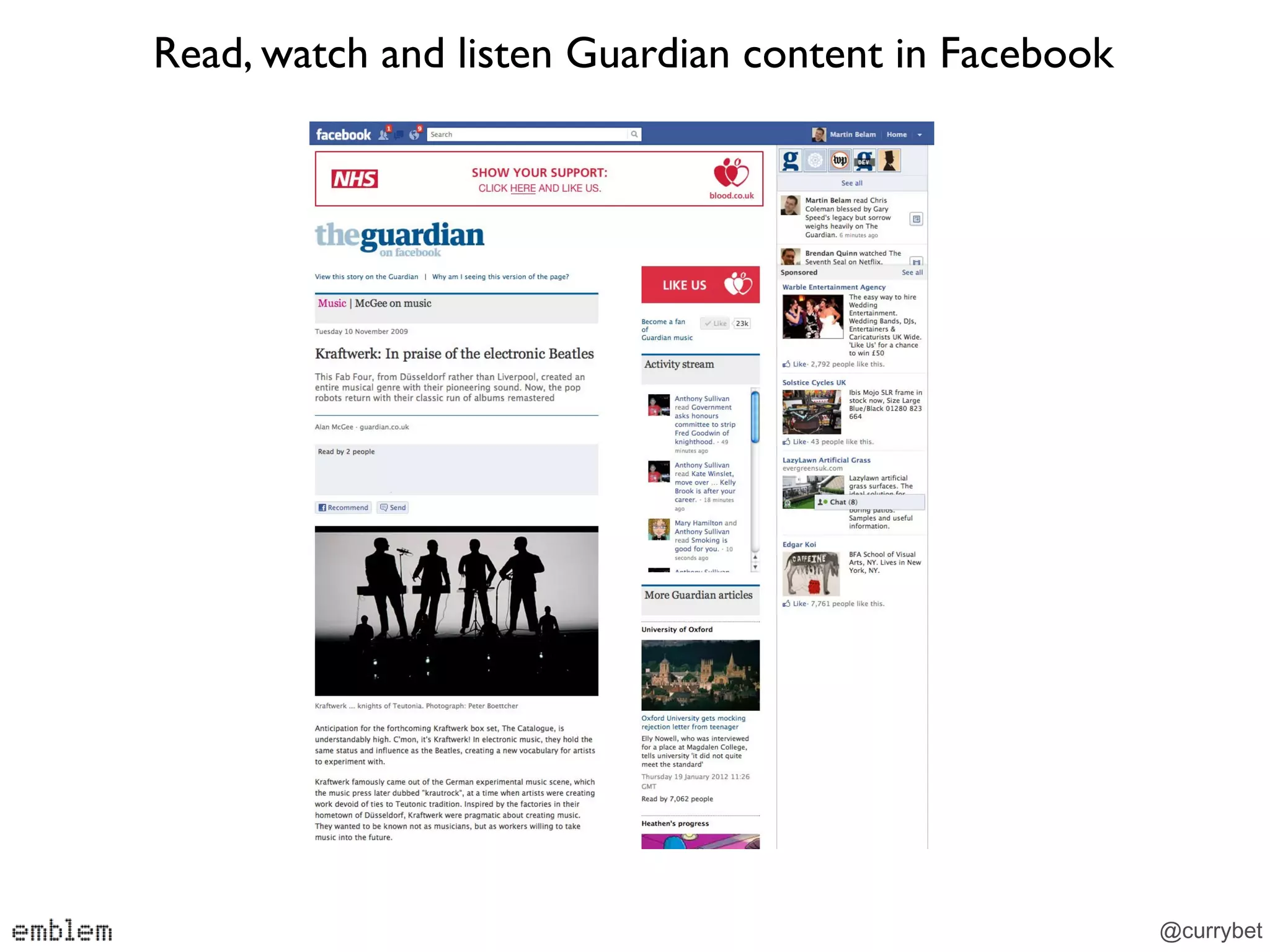 Read, watch and listen Guardian content in Facebook




                                                      @currybet
 
