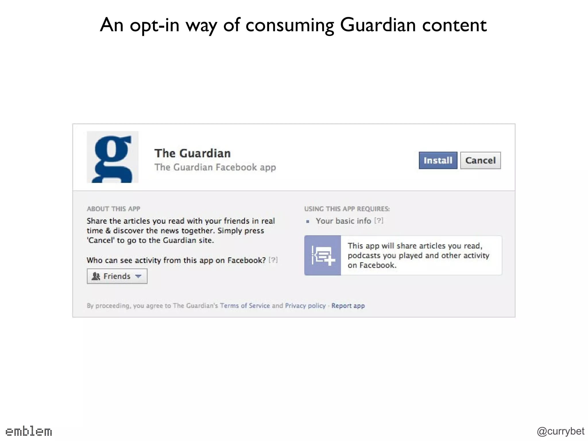 An opt-in way of consuming Guardian content




                                              @currybet
 