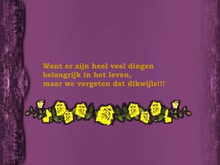 Want er zijn heel veel dingen belangrijk in het leven, maar we vergeten dat dikwijls!!! 