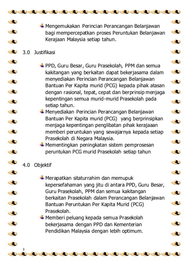 Belanjawan bantuan pcg prasekolah 2018