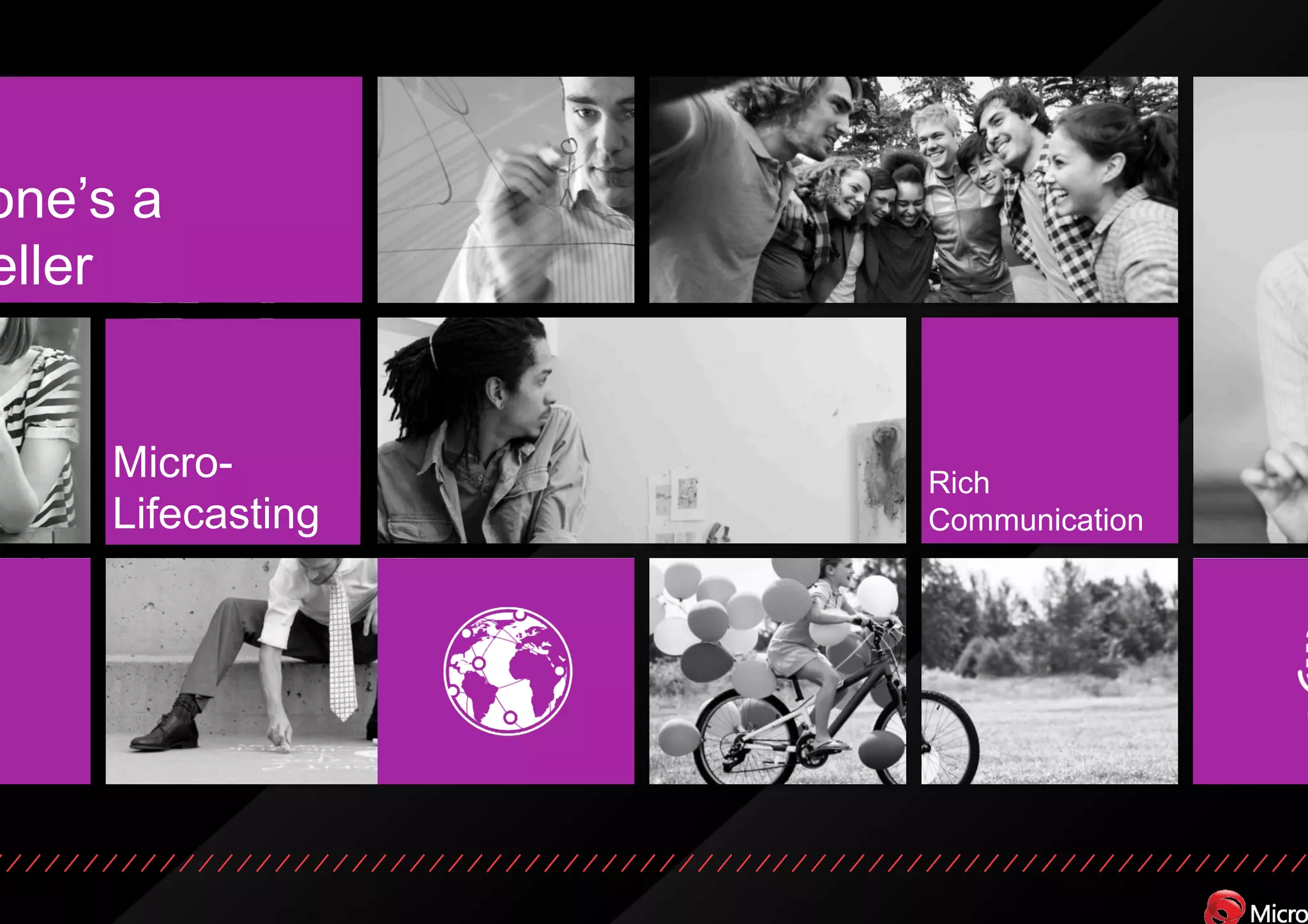 one’s a
eller


     Micro-        Rich
     Lifecasting   Communication
 