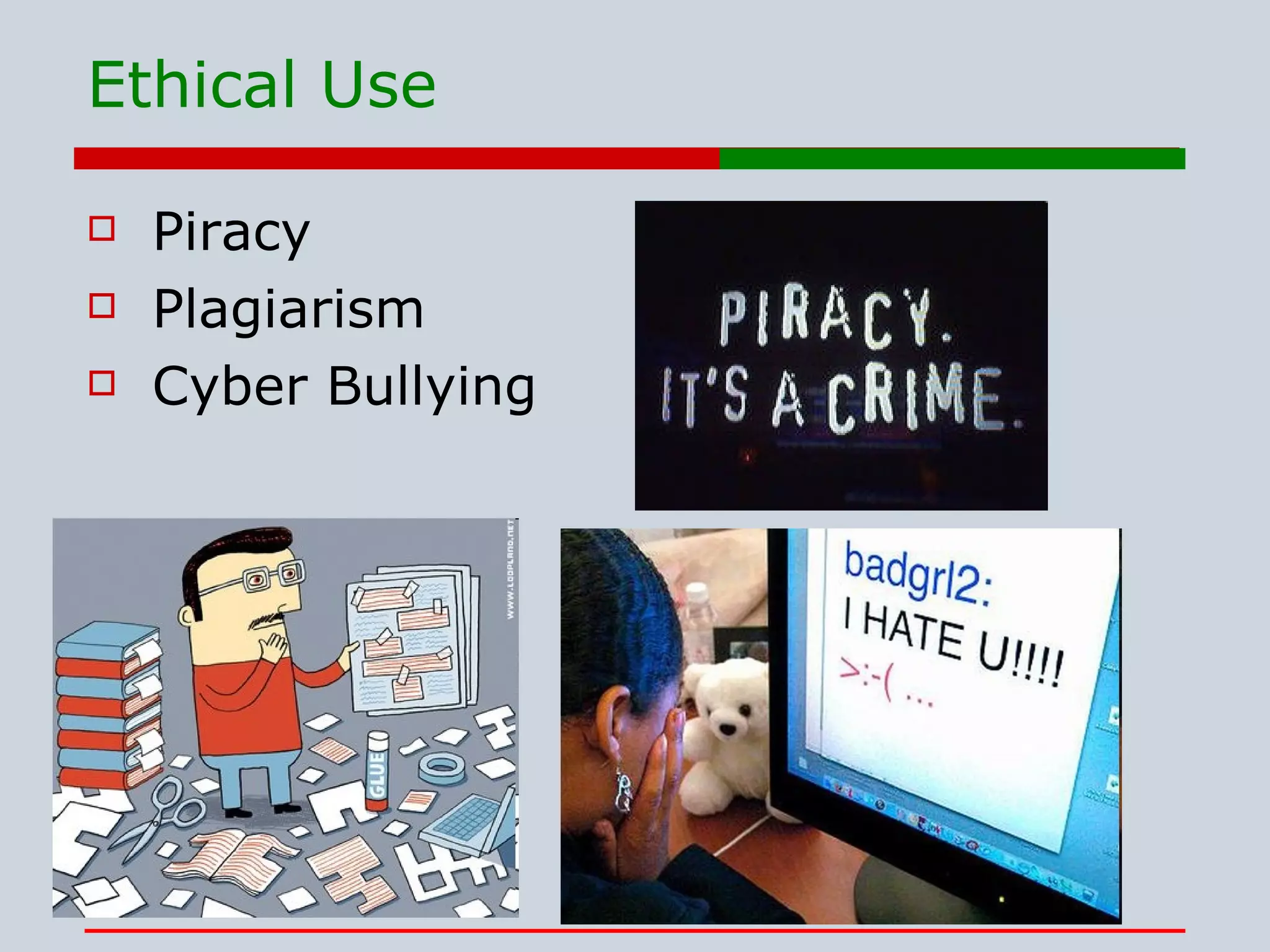 Ethical Use Piracy Plagiarism Cyber Bullying 