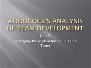 Unit 20 Managing the work of Individuals and Teams 