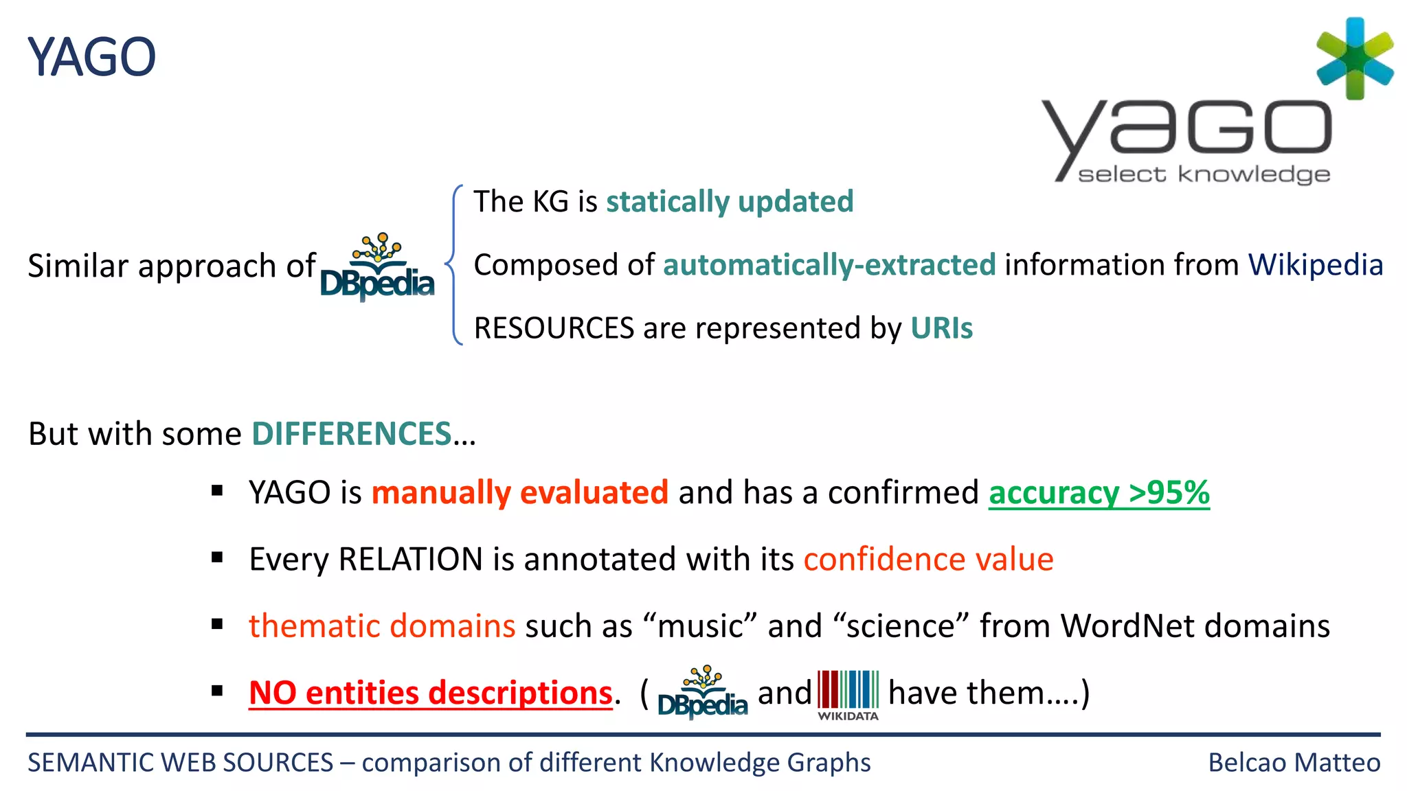 Semantic web sources comparison of open source knowledge graphs ppt