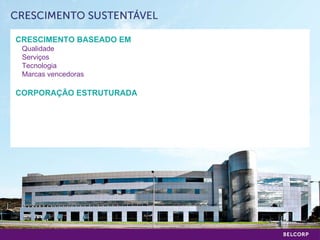 CRESCIMENTO BASEADO EM Qualidade Serviços Tecnologia Marcas vencedoras CORPORAÇÃO ESTRUTURADA 
