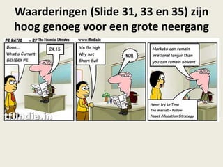 Waarderingen (Slide 31, 33 en 35) zijn
hoog genoeg voor een grote neergang
 