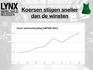 Koersen stijgen sneller
dan de winsten
 