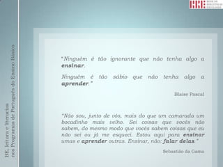 BE, leitura e literacias
nos Programas de Português do Ensino Básico
 