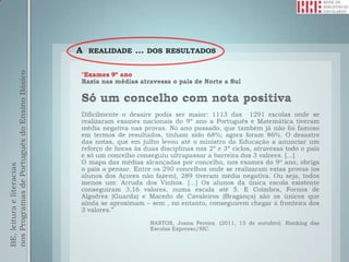 BE, leitura e literacias
nos Programas de Português do Ensino Básico


                                              A REALIDADE … DOS RESULTADOS
 