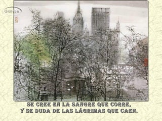 sE crEE En la sangrE quE corrE,
y sE duda dE las lágrimas quE caEn.