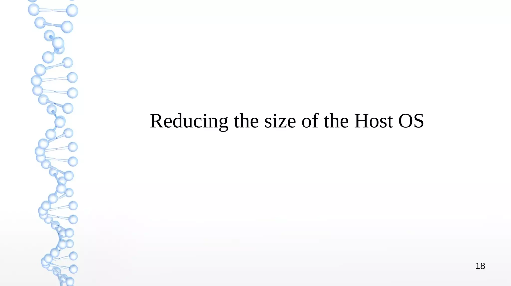 18
Reducing the size of the Host OS
 