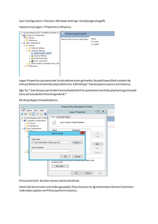 Group Policy Logon Script ile Paylaşım Klasörü Maplemek | DOCX