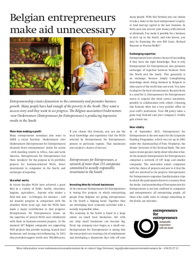 Belgian Entrepreneurs Make Aid Unneccessary - 