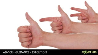 ADVICE - GUIDANCE --EXECUTION
PEOPLE – PROCESSES TOOLS

 