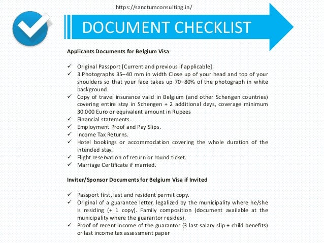 belgium visit visa checklist