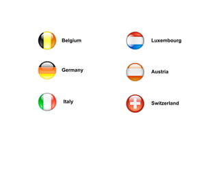 Belgium   Luxembourg




Germany   Austria




Italy     Switzerland
 