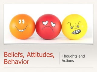 Beliefs, Attitudes,
Behavior
Thoughts and
Actions
 