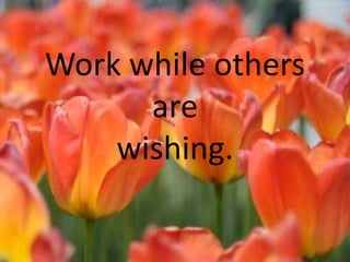 Work while others
are
wishing.

 