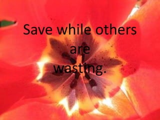 Save while others
are
wasting.

 