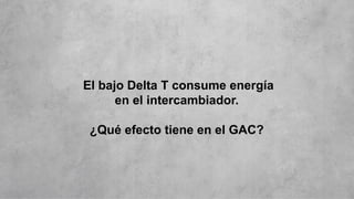 El bajo Delta T consume energía
en el intercambiador.
¿Qué efecto tiene en el GAC?
 
