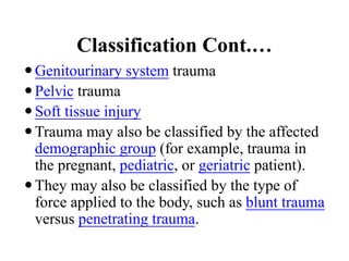 Trauma,types of trauma ,and the complications | PDF