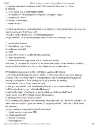 Compression Interview Questions Bel interview questions and pattern for mechanical engineering ...
