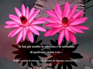 Se hai già sentito la tristezza e la solitudine
                di qualcuno vicino a te…

Si has sentido la tristeza y la soledad de alguien cercano a tí…
 