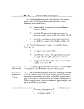 Belize International Business Companies Act Chapter 270