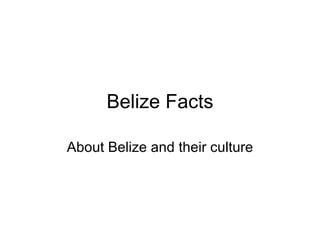 Belize Facts About Belize and their culture 