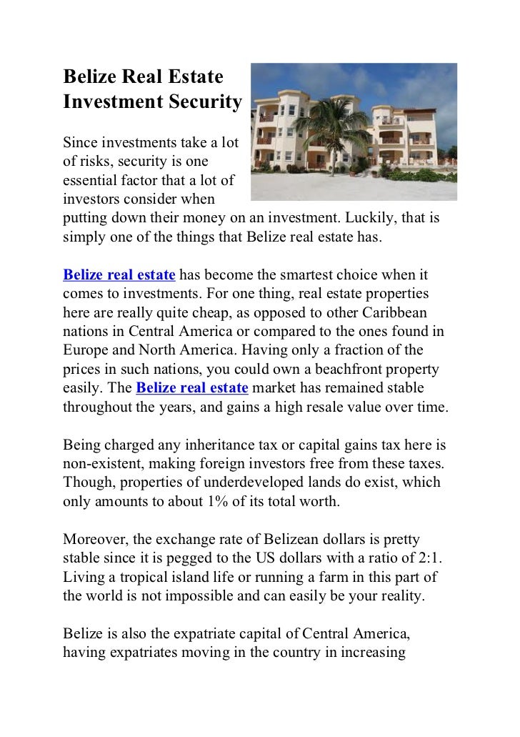 Belize real estate investment security