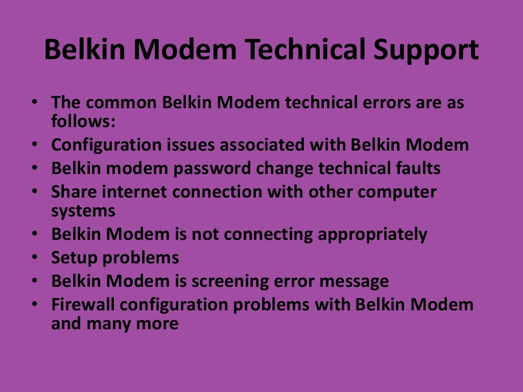 Belkin modem customer service